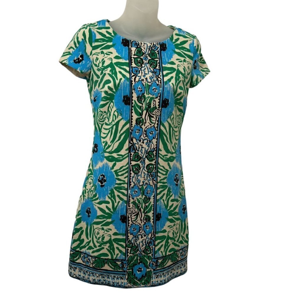 LILLY PULITZER $198 Layton Shift Dress‎ in Sea Oat Ikatty Print Size XS